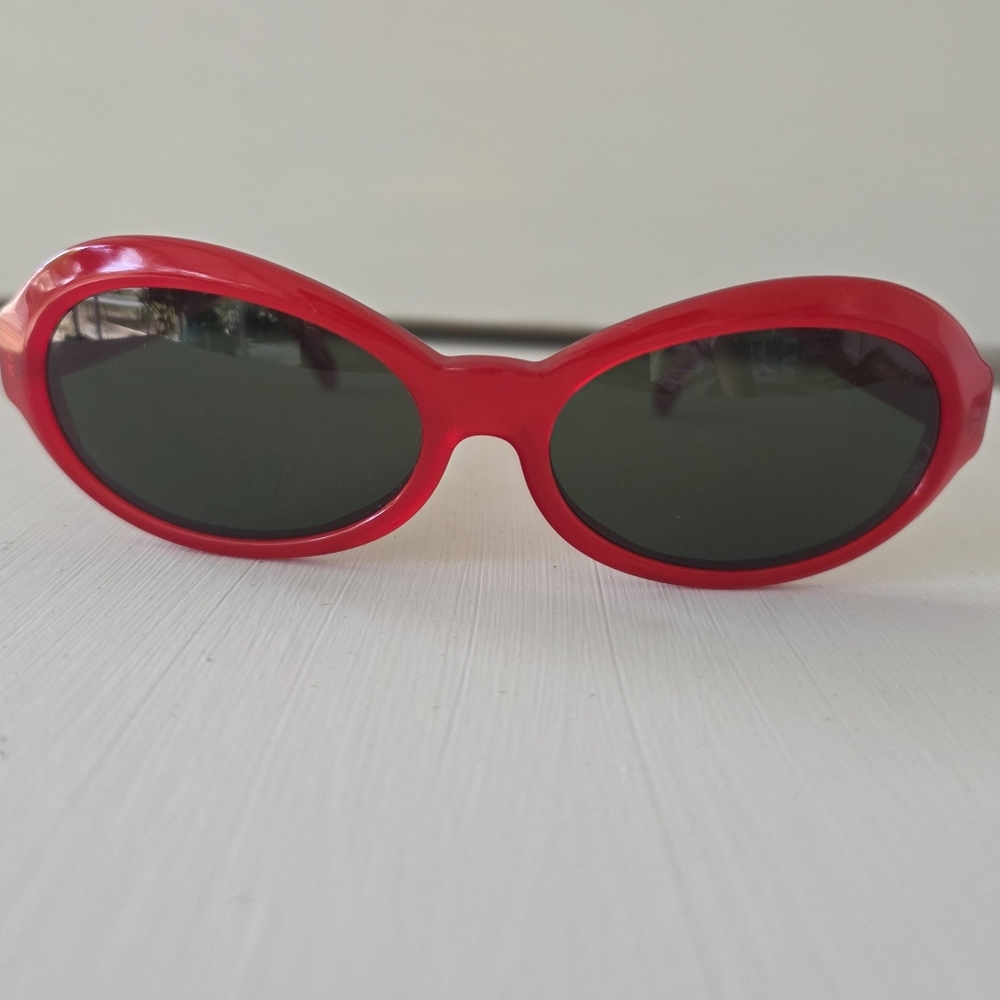 Rare Lafont Paris Lugano Red Oval Sunglasses Vintage French Designer Acetate - Picture 3 of 13